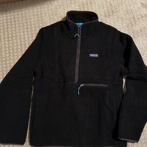 NEW Patagonia Reclaimed Fleece Black 1/2 Zip Pullover Jacket Black size small